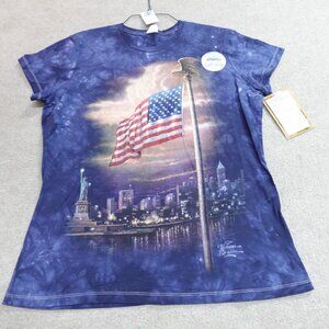 Mountain Womens Shirt XL Blue Thomas Kinkade 2011 New York Skyline NEW
